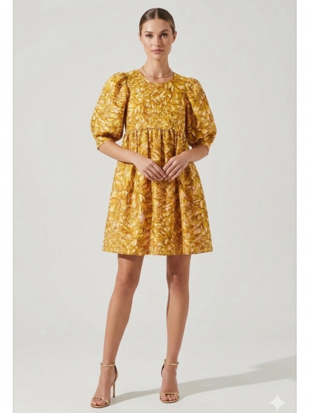 Kika Vargas x Target Mum Floral Puff Sleeve Babydoll Mini Dress Cottagecore Sz S